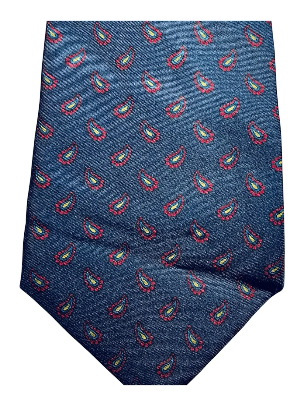 VTG Harrods Knightsbridge Silk Tie Paisley Navy Blue EVC England